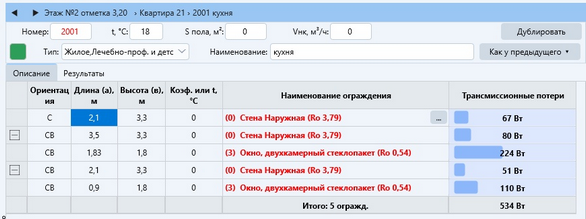 Таблица описания ограждений;